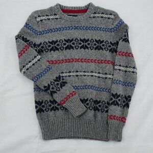 American Eagle Men's Sweater, Fair Isle/Nordic Style, Gray Patterned, Size S